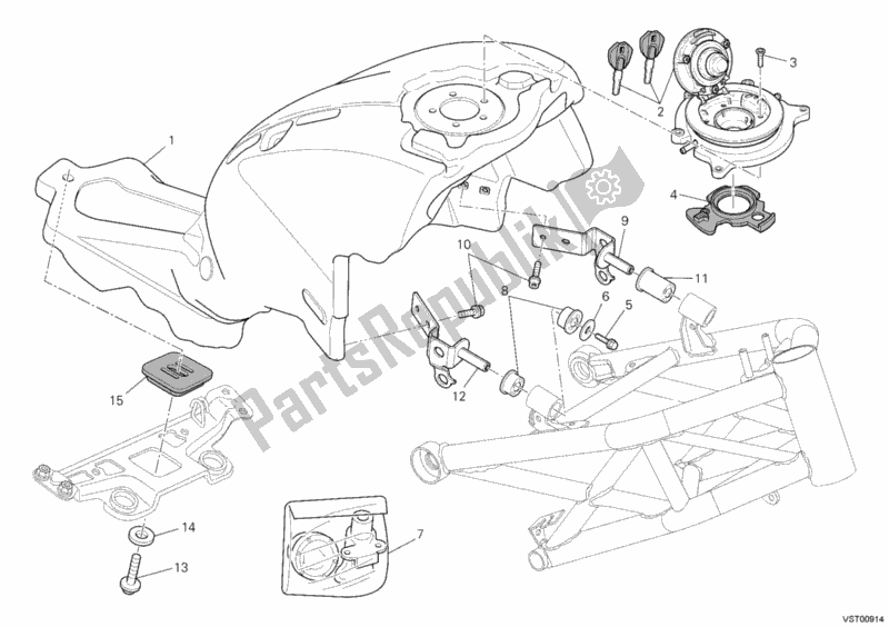 Todas as partes de Tanque De Combustível do Ducati Monster 796 ABS USA 2012